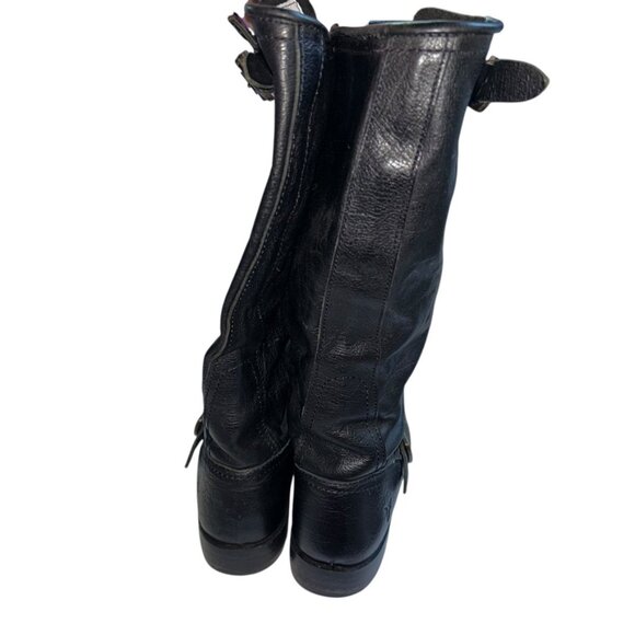 frye black classic leather tall motorcycle boots 8 - Picture 4 of 6